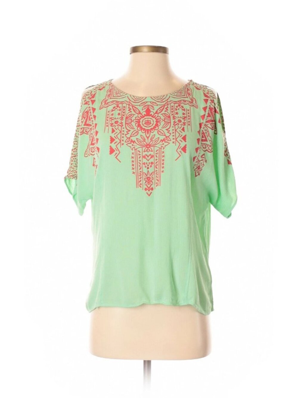 Umgee Womens Print Short Sleeve Top Blouse, size S